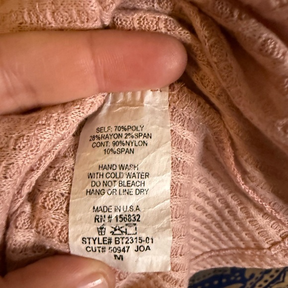 BiBi Lace Accent Short Sleeve Top in Tan - Picture 6 of 6